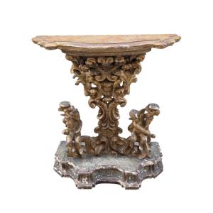 Consolle in legno intagliato e dorato