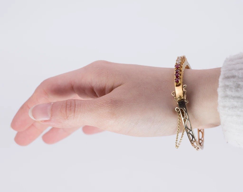 Bracelet En Or Avec Diamants (1,4 Ct) Et Rubis-photo-4