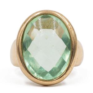 ANELLO VINTAGE DA COCKTAIL IN ORO GIALLO 9K E FLUORITE, ANNI '70