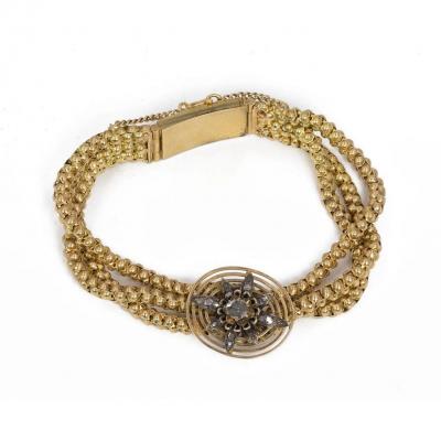 Bracelet Ancien En Or 18 Carats Avec Diamants Taille Rose, Fin Du 800e Siècle