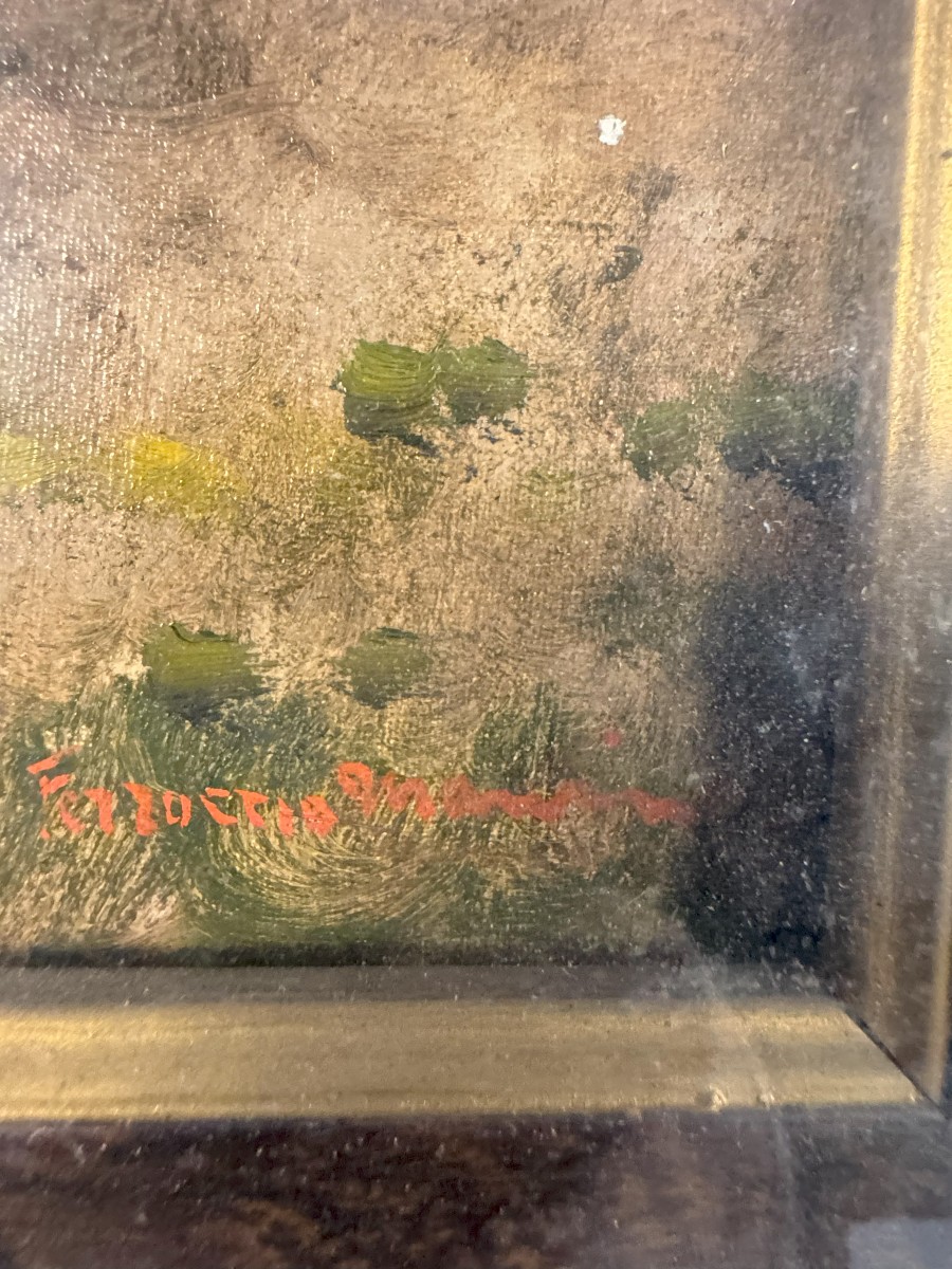 Anonimo del XIX secolo  "Ritratto di donna sotto il pergolato"-photo-2