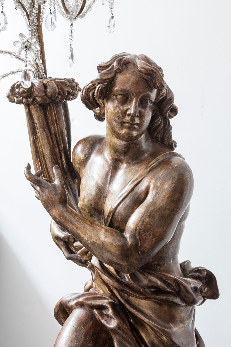 Scultore italiano del XVII secolo,  coppia di candelieri-photo-3