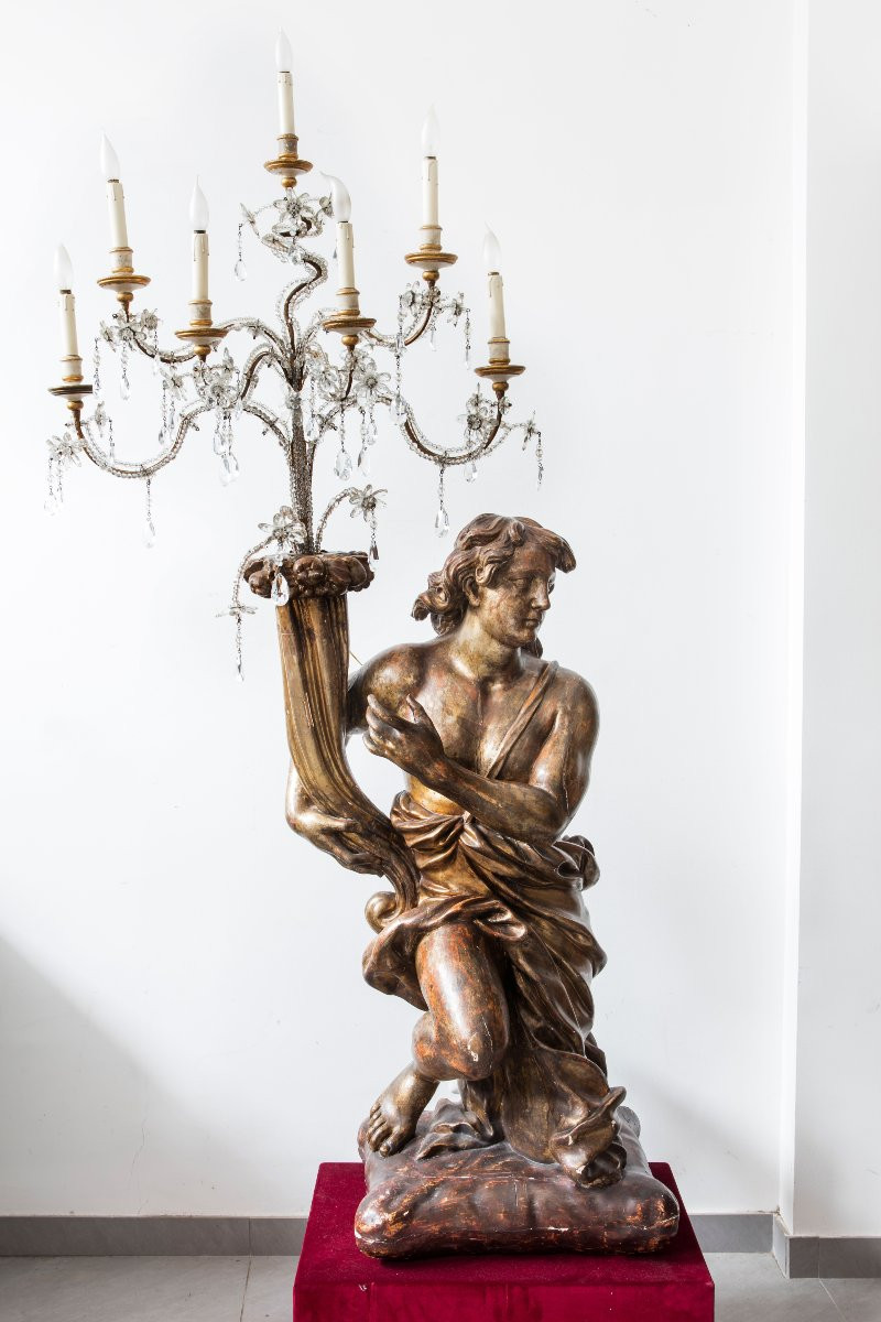 Scultore italiano del XVII secolo,  coppia di candelieri-photo-4