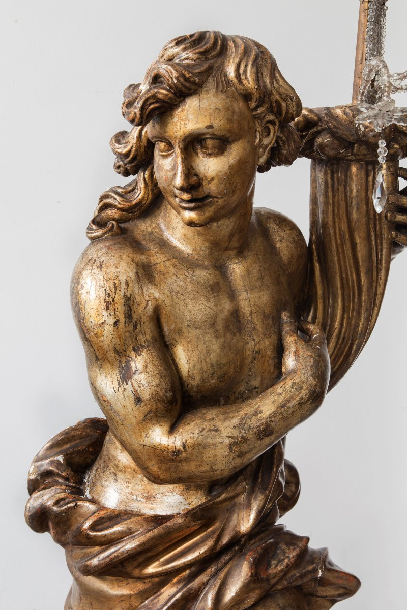 Scultore italiano del XVII secolo,  coppia di candelieri-photo-2