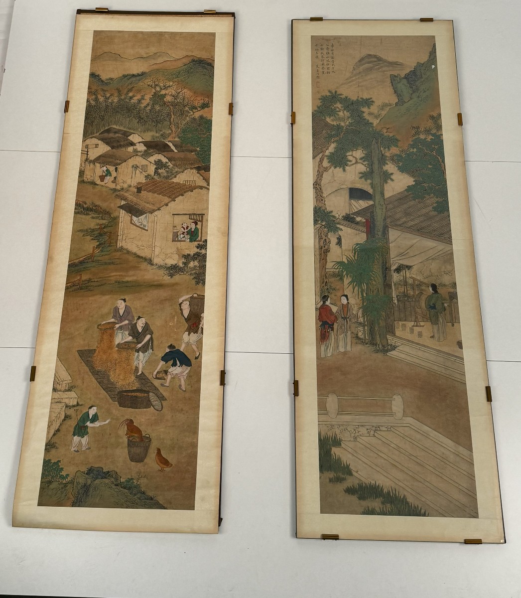 Coppia di dipinti, Cina, Dinastia Qing,  XVIII-XIX secolo