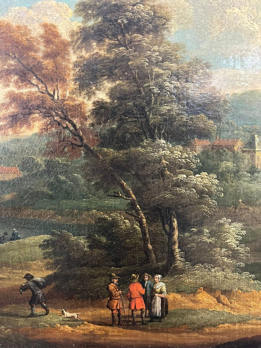 Anonimo del XVIII secolo,  A) B) "Paesaggio con figure"-photo-3
