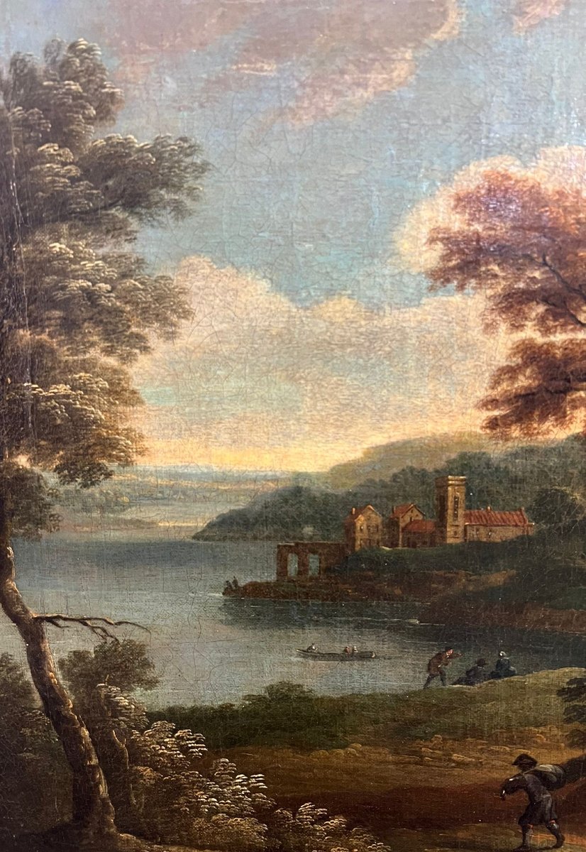 Anonimo del XVIII secolo,  A) B) "Paesaggio con figure"-photo-4
