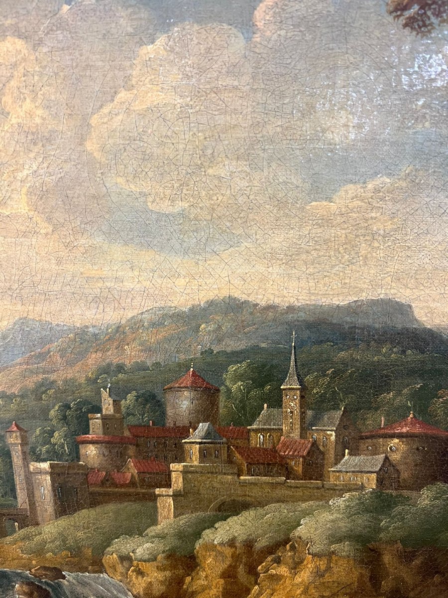 Anonimo del XVIII secolo,  A) B) "Paesaggio con figure"-photo-3