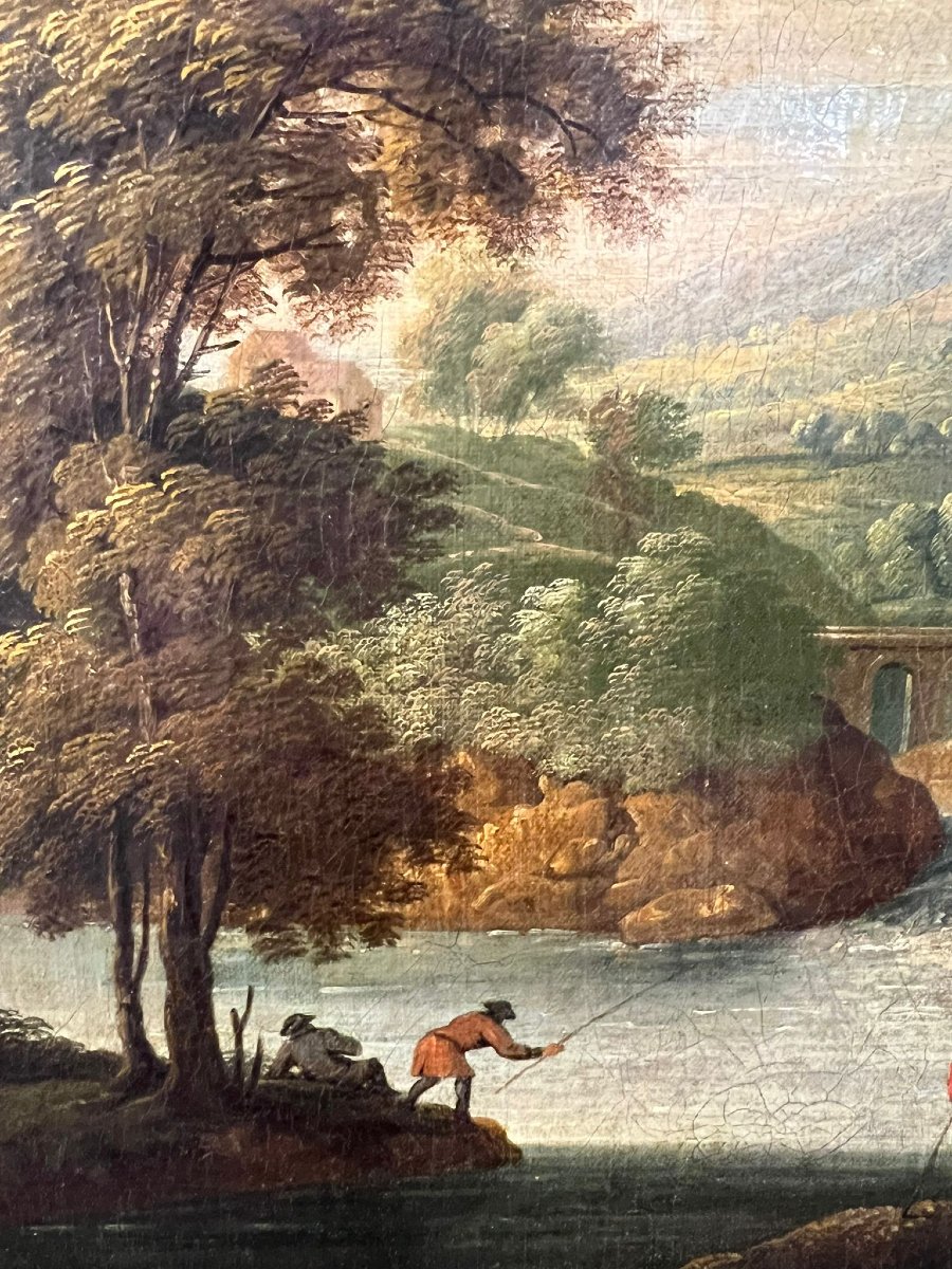 Anonimo del XVIII secolo,  A) B) "Paesaggio con figure"-photo-4