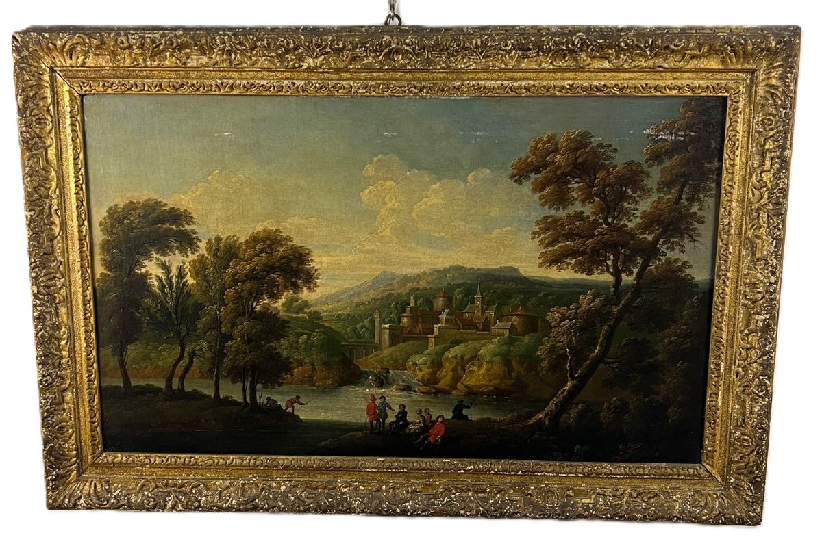 Anonimo del XVIII secolo,  A) B) "Paesaggio con figure"-photo-6