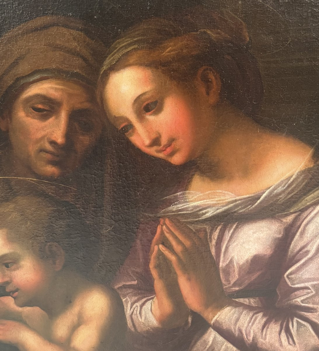 Anonimo del XVII secolo, Madonna con bambino, San Giovannino ed Elisabetta", copia da Raffaello-photo-2
