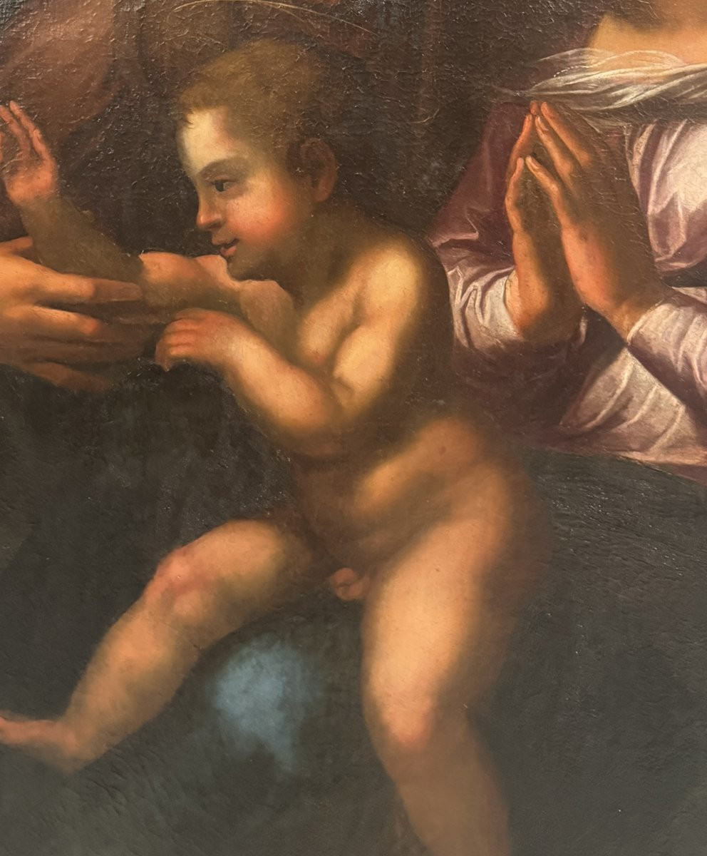 Anonimo del XVII secolo, Madonna con bambino, San Giovannino ed Elisabetta", copia da Raffaello-photo-3