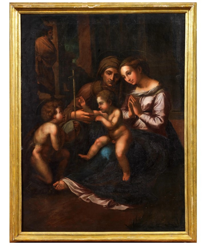 Anonimo del XVII secolo, Madonna con bambino, San Giovannino ed Elisabetta", copia da Raffaello