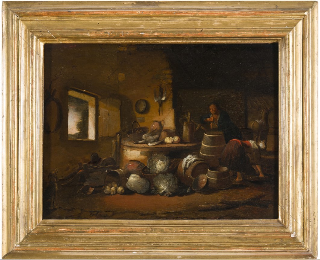David Teniers il Giovane (alla maniera di), "Interno di cucina con figure"
