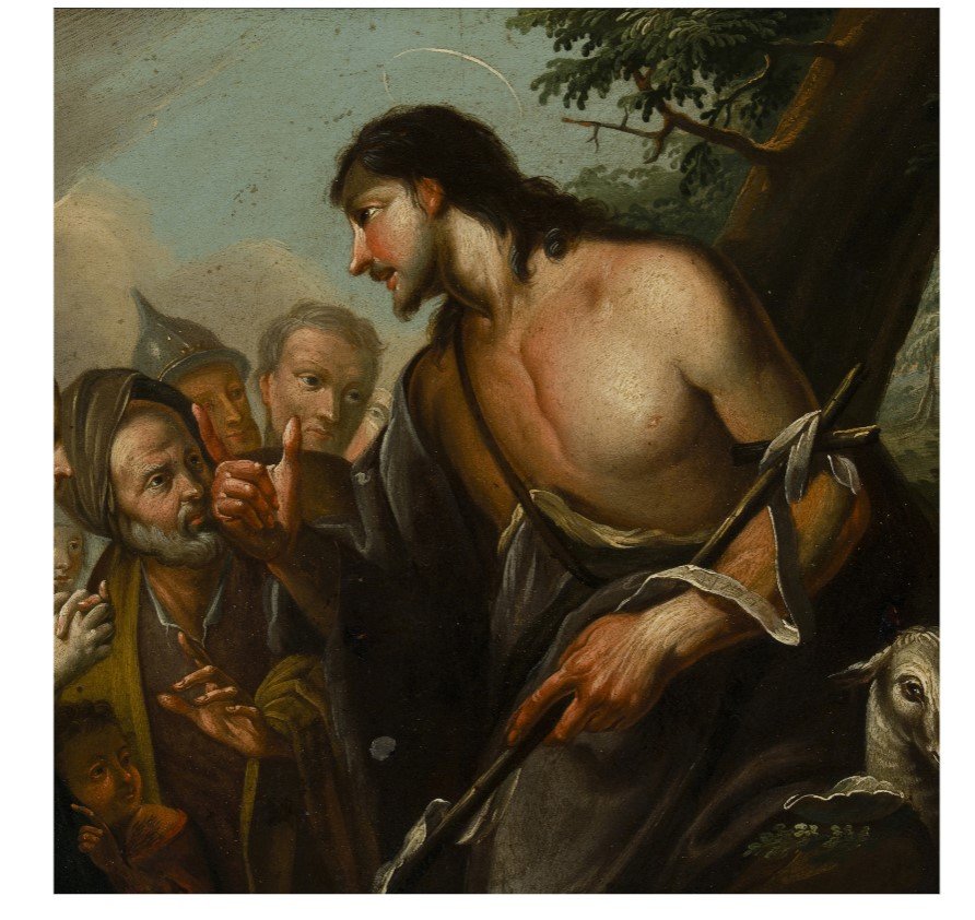 Scuola veneta del XVIII/XIX secolo  "La predica di San Giovanni Battista"-photo-3