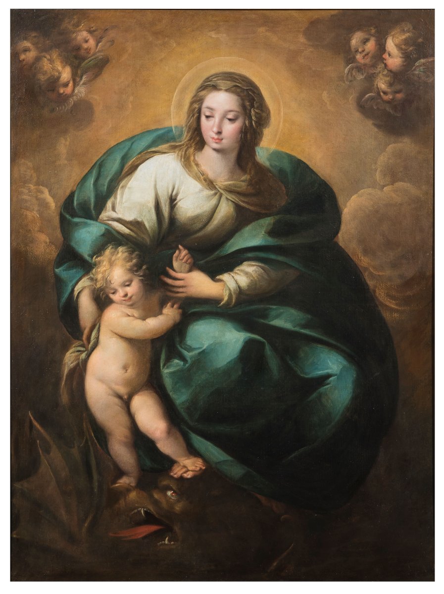 Carlo Francesco Nuvolone (Milano, 1609 - 1662)  "Madonna con il Bambino"-photo-3