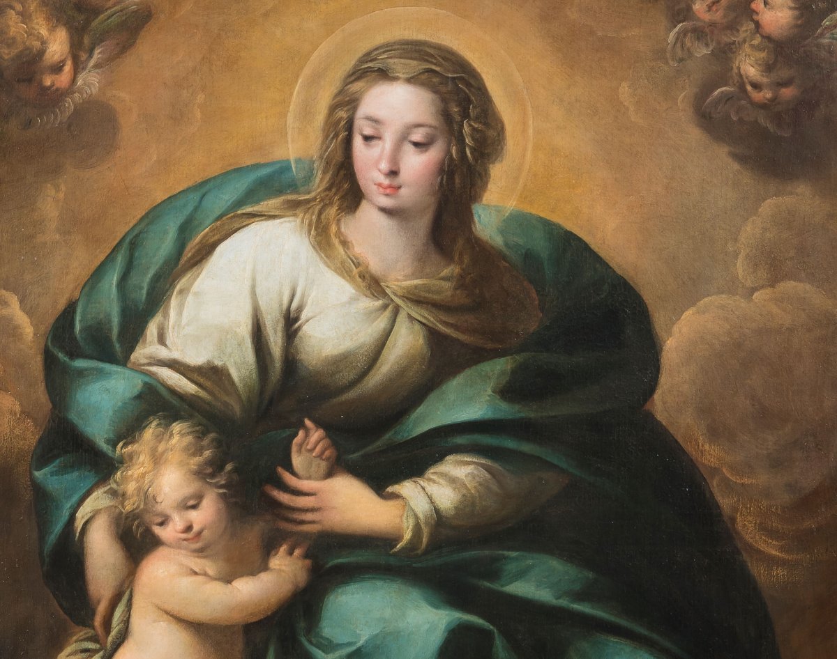 Carlo Francesco Nuvolone (Milano, 1609 - 1662)  "Madonna con il Bambino"-photo-4