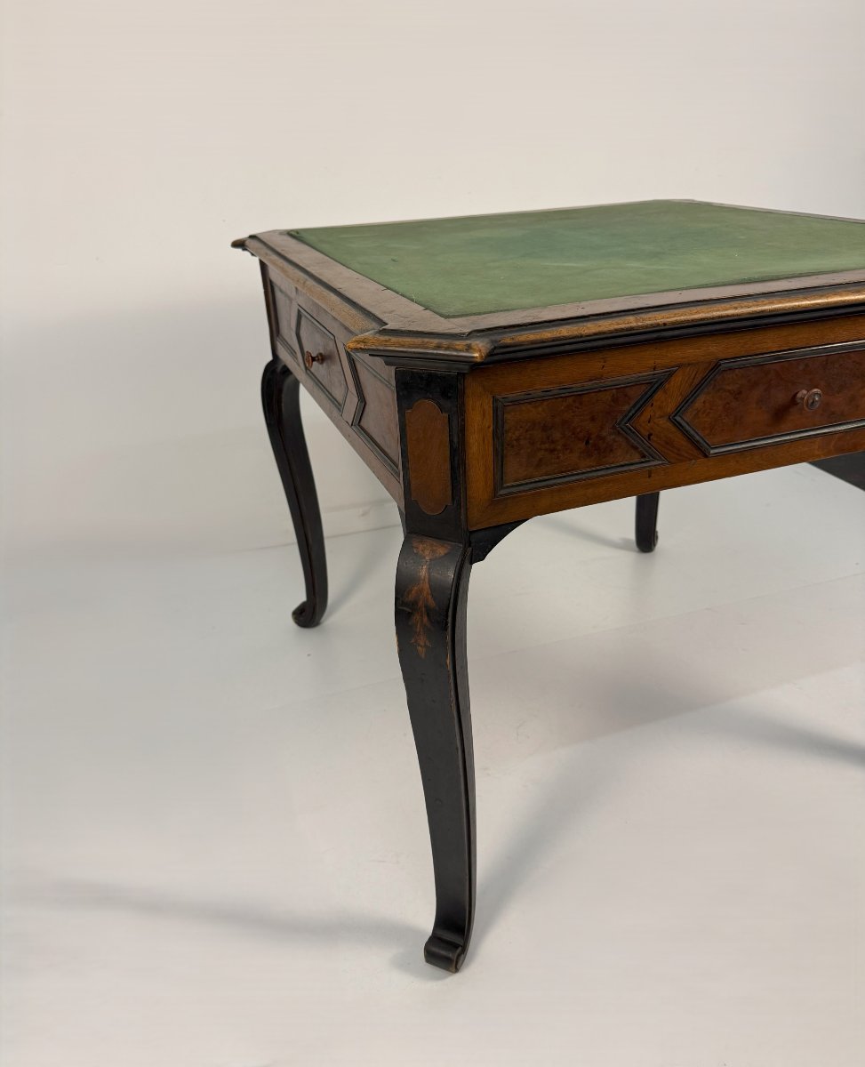 Tavolino da gioco lastronato in noce, XIX secolo-photo-3