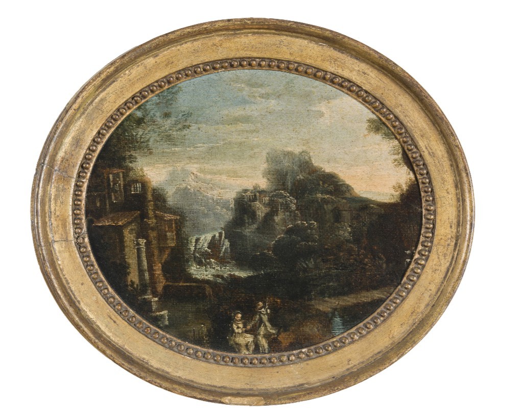 Anonimo del XVIII secolo,  "Paesaggio con due figure"