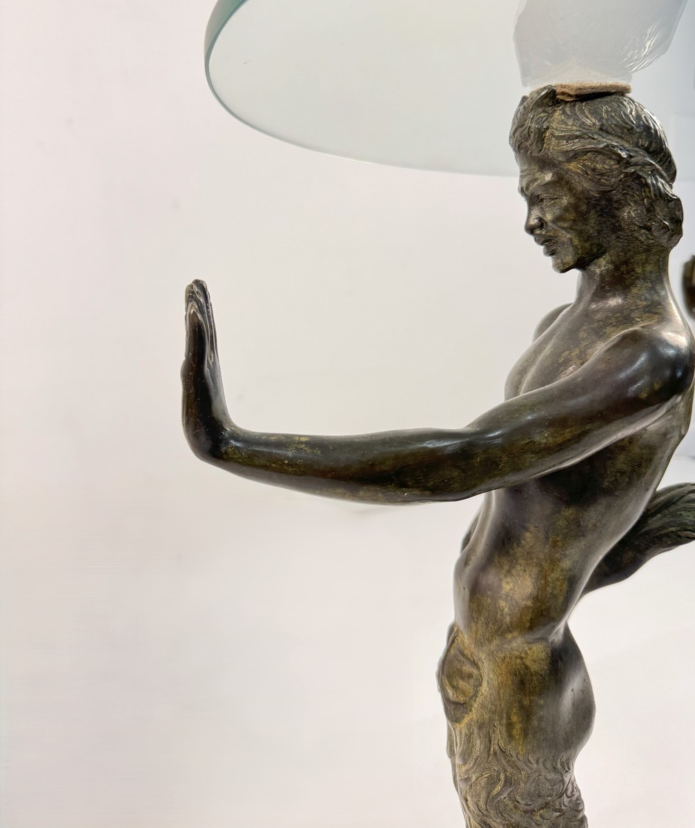 Tavolo basso con base tripode in bronzo, XX secolo-photo-2
