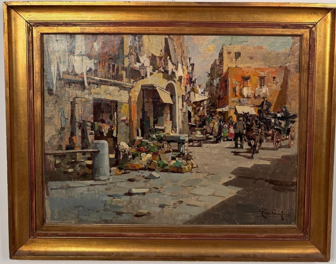 Giordano Felice   "Vicolo di paese con mercato"