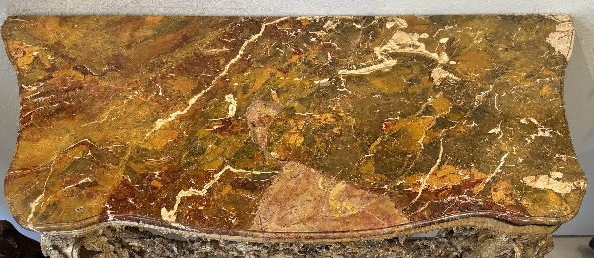 Console in legno scolpito intagliato e dorato, Genova, metà XVIII secolo-photo-3