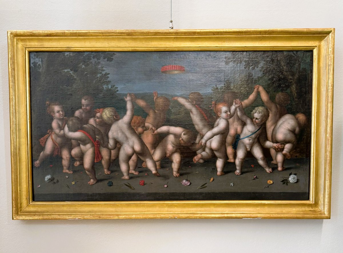 Anonimo del XVI secolo, a) Girotondo di fanciulli b) Danza di fanciulli sotto una corona-photo-2