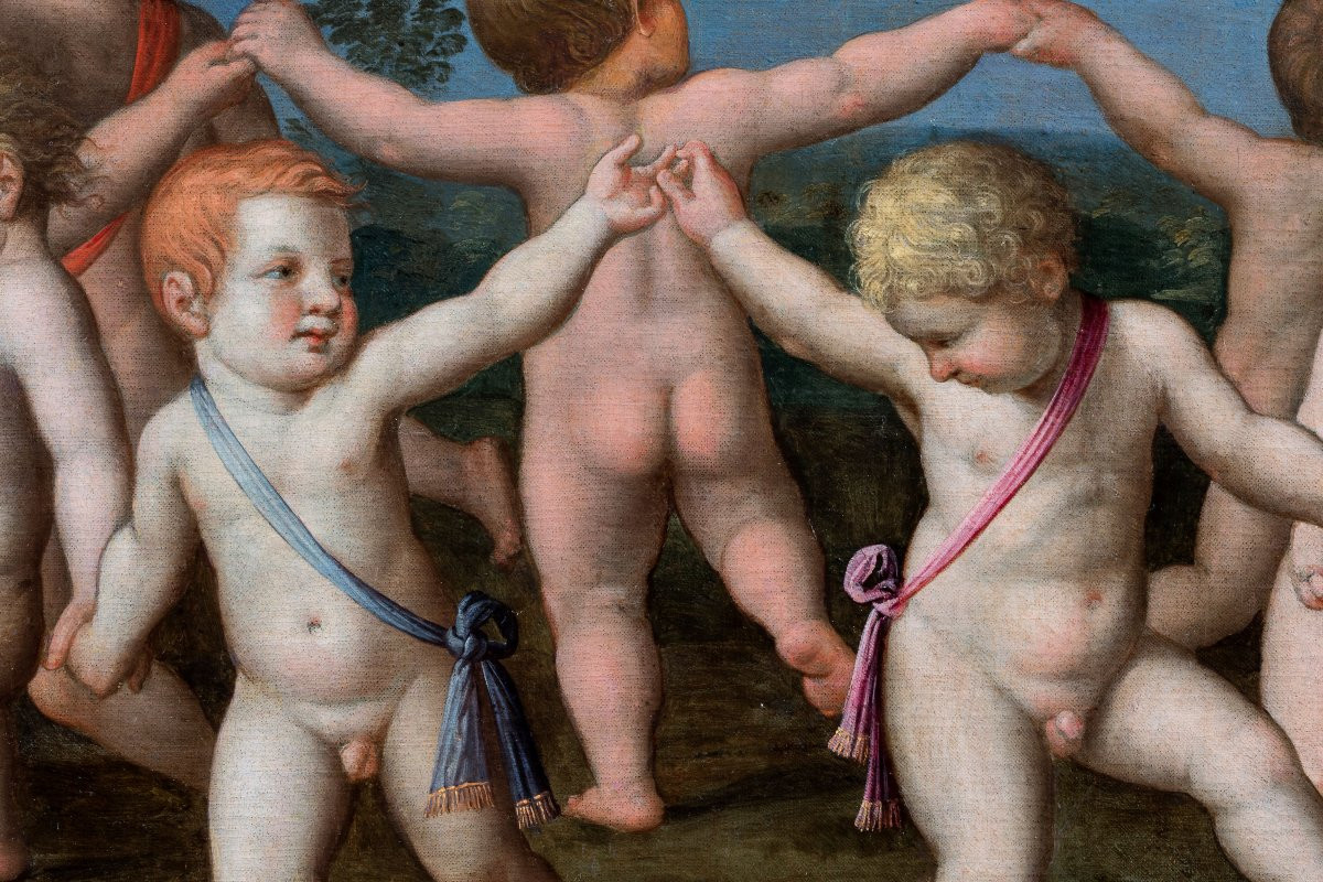 Anonimo del XVI secolo, a) Girotondo di fanciulli b) Danza di fanciulli sotto una corona-photo-4