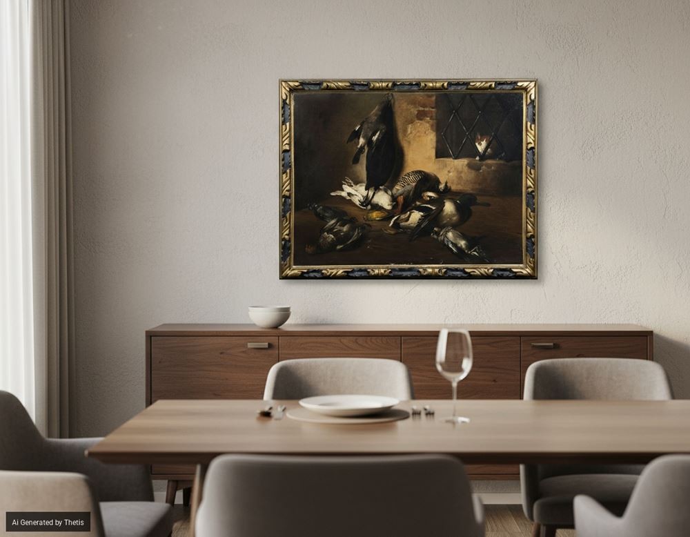 Giovan Francesco Briglia, Interno di dispensa con selvaggina di penna e gatto-photo-3