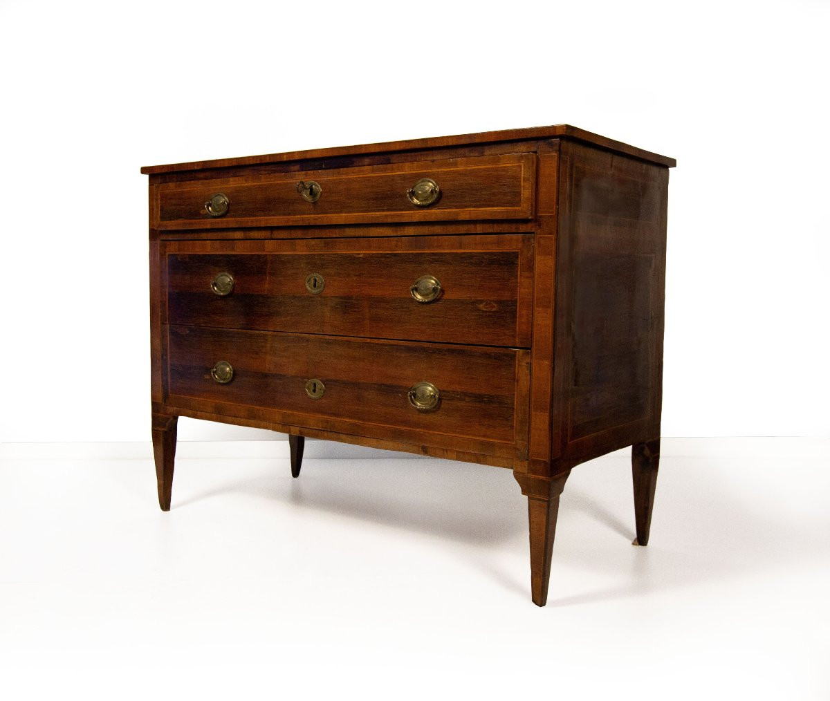 Cassettone lastronato in palissandro e legni diversi, fine XVIII inizio XIX secolo-photo-2