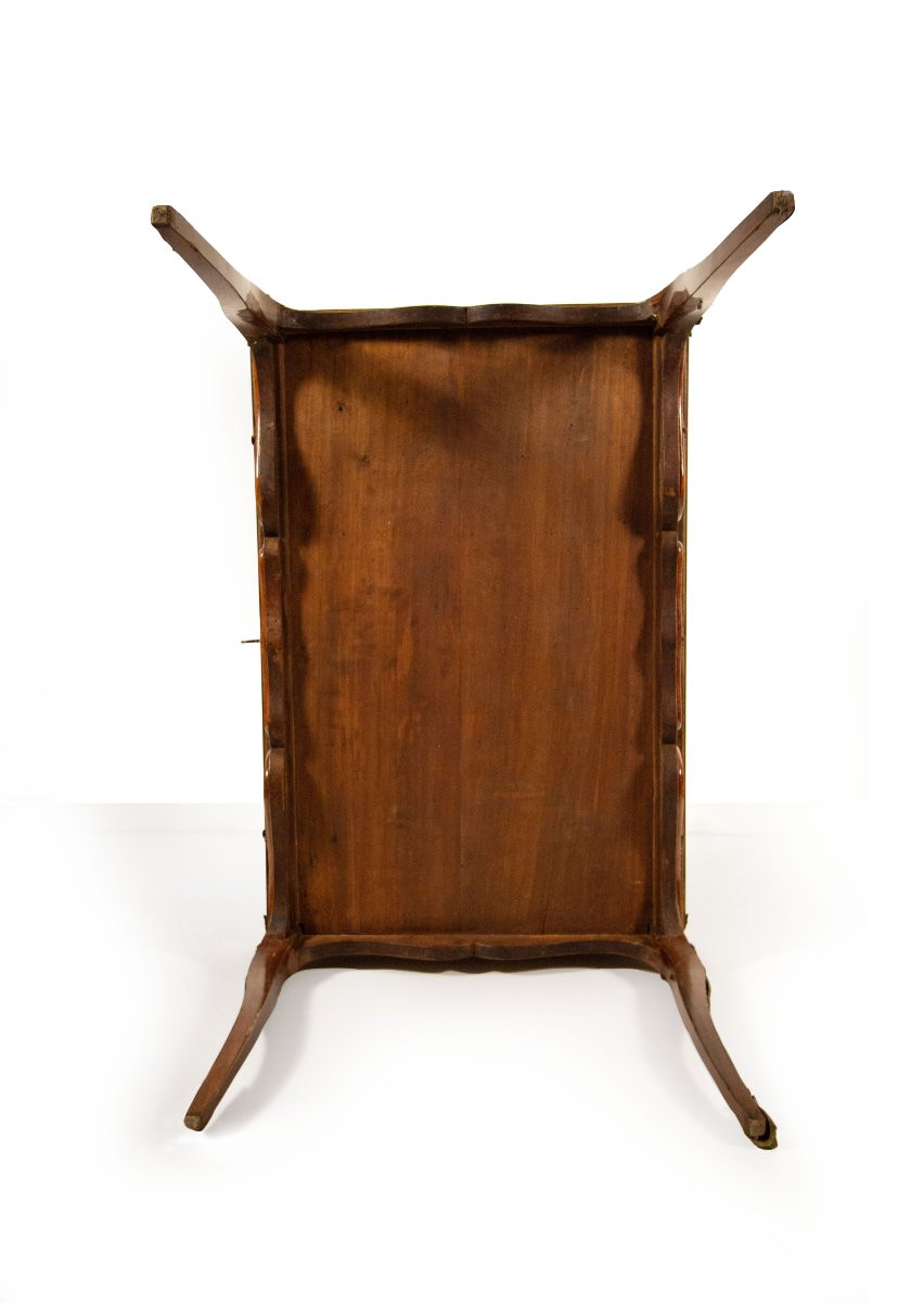 Scrivania intarsiata in legni vari, inizi del XX secolo-photo-1