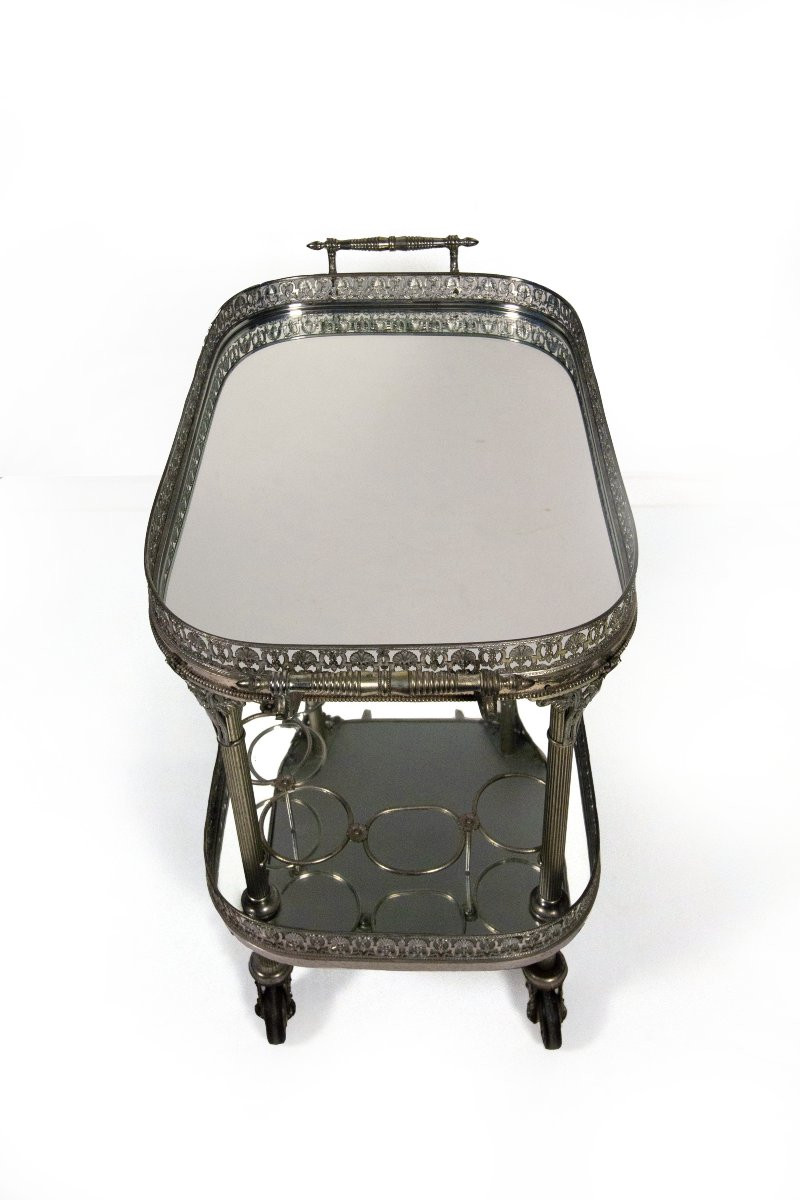Carrello portavivande in metallo argentato, XX secolo-photo-2