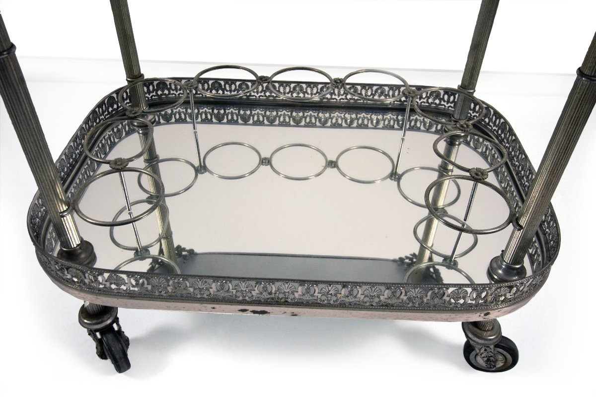 Carrello portavivande in metallo argentato, XX secolo-photo-1