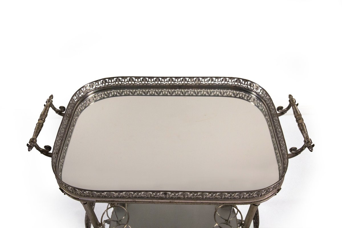 Carrello portavivande in metallo argentato, XX secolo-photo-2