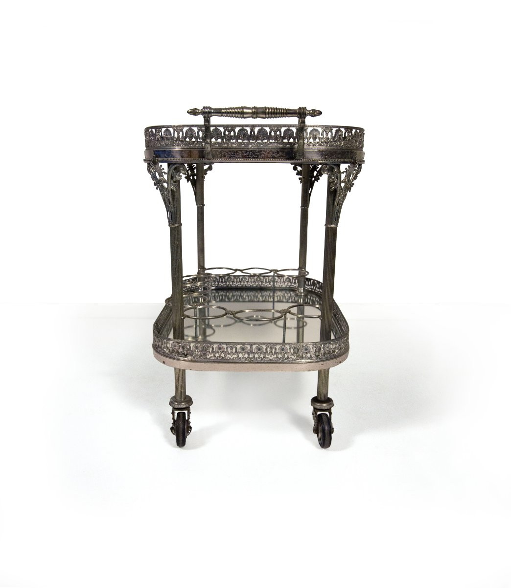 Carrello portavivande in metallo argentato, XX secolo-photo-5
