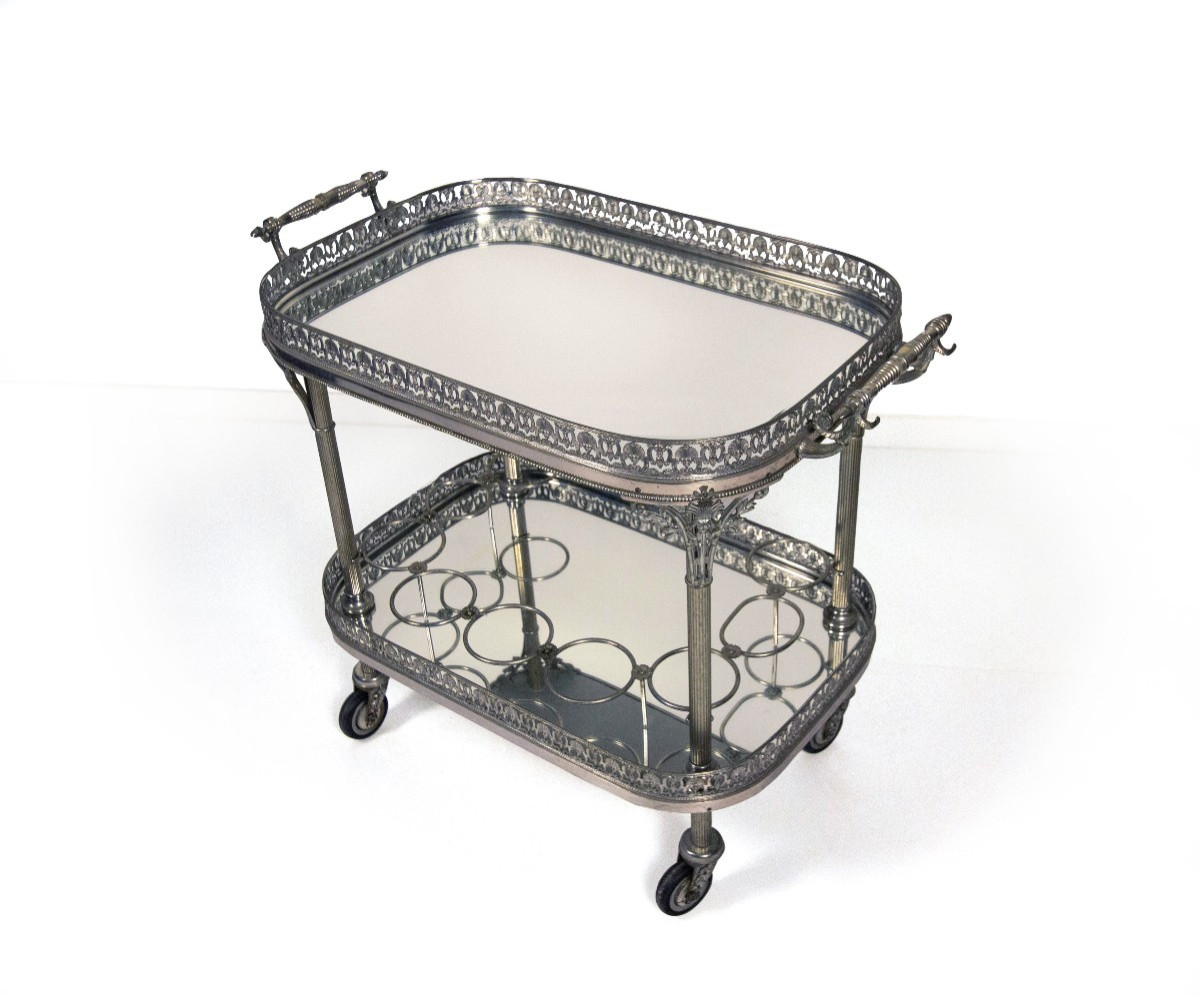 Carrello portavivande in metallo argentato, XX secolo