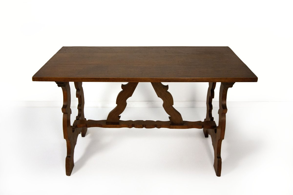 Tavolo fratino in noce, XX secolo, in stile seicentesco-photo-3
