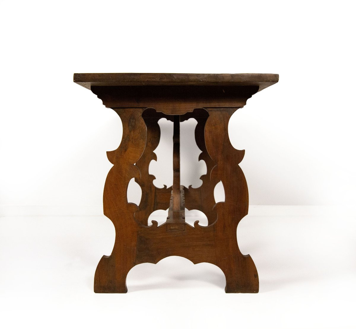 Tavolo fratino in noce, XX secolo, in stile seicentesco-photo-4