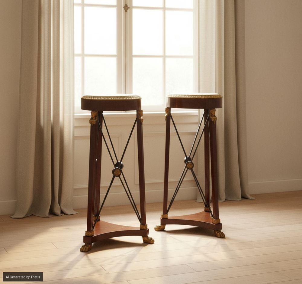 Coppia di gueridon in mogano, di gusto Impero, inizio XX secolo-photo-1