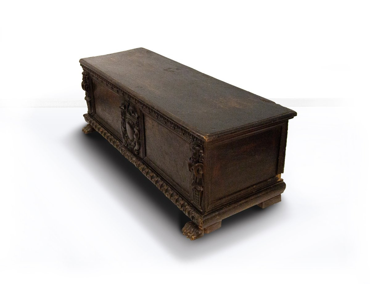 Cassapanca in noce e radica, XVII secolo-photo-2