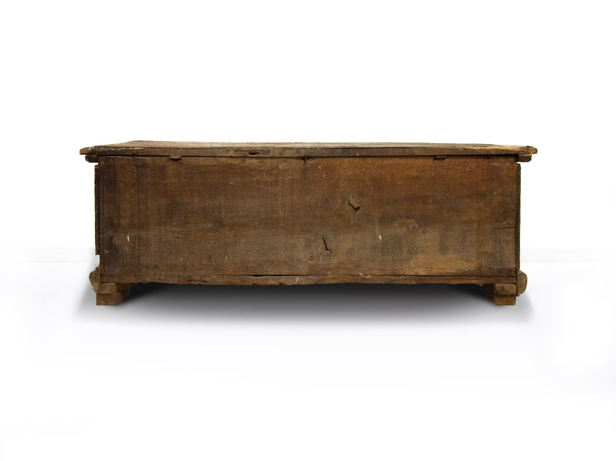 Cassapanca in noce e radica, XVII secolo-photo-3