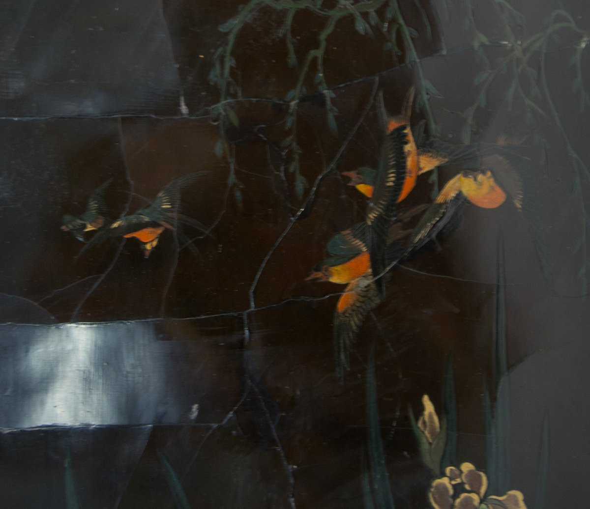 Tavolino da salotto in bronzo dorato e legno laccato, XX secolo-photo-2