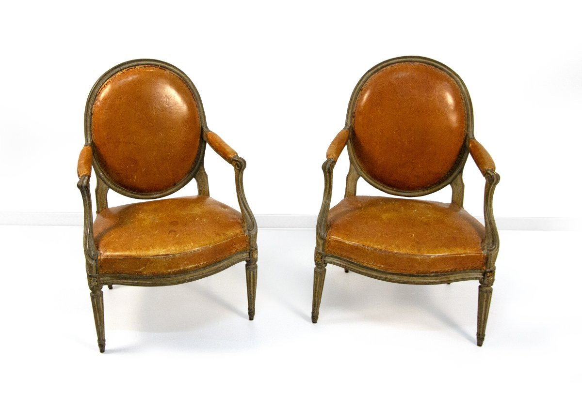 Coppia di poltrone in legno laccato, Georges Jacob, Parigi, fine del XVIII secolo-photo-4