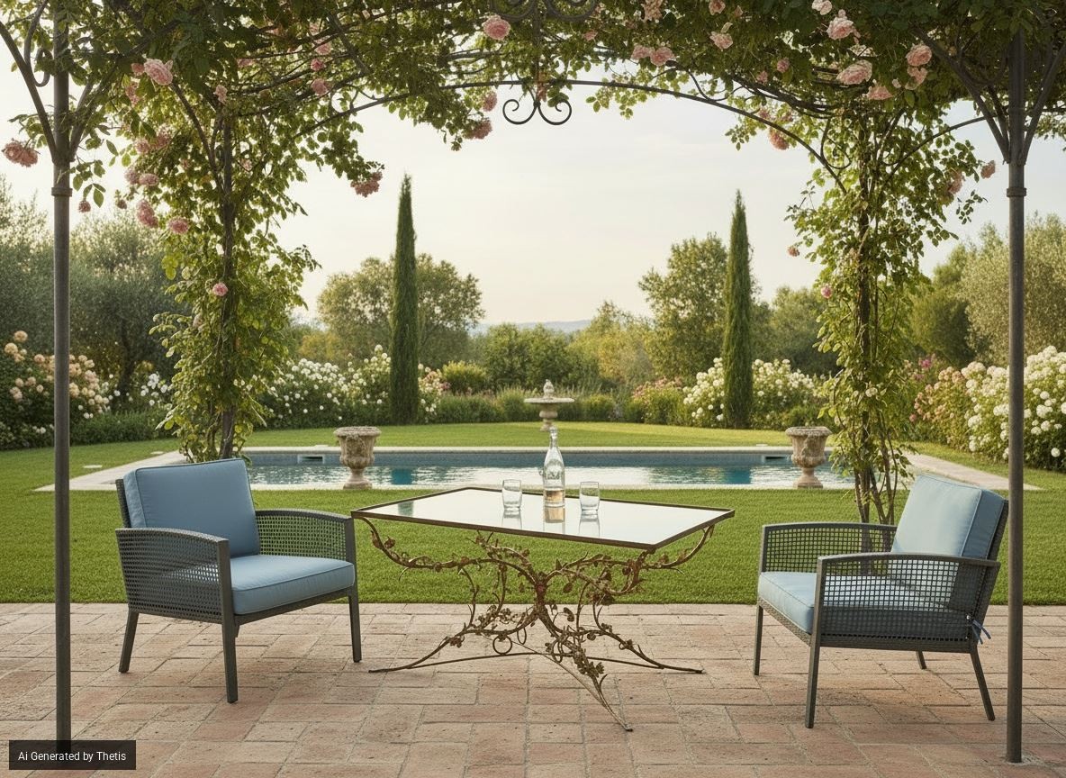 Tavolino in ferro battuto e vetro, XX secolo-photo-5