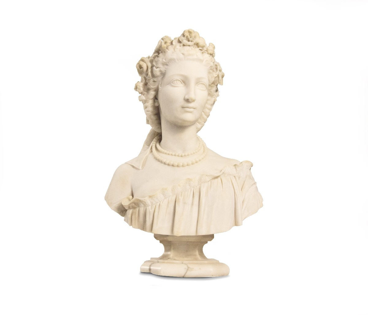 Francesco Romano (Milano, 1833 - 1875)  "Giovinetta con corona di fiori"