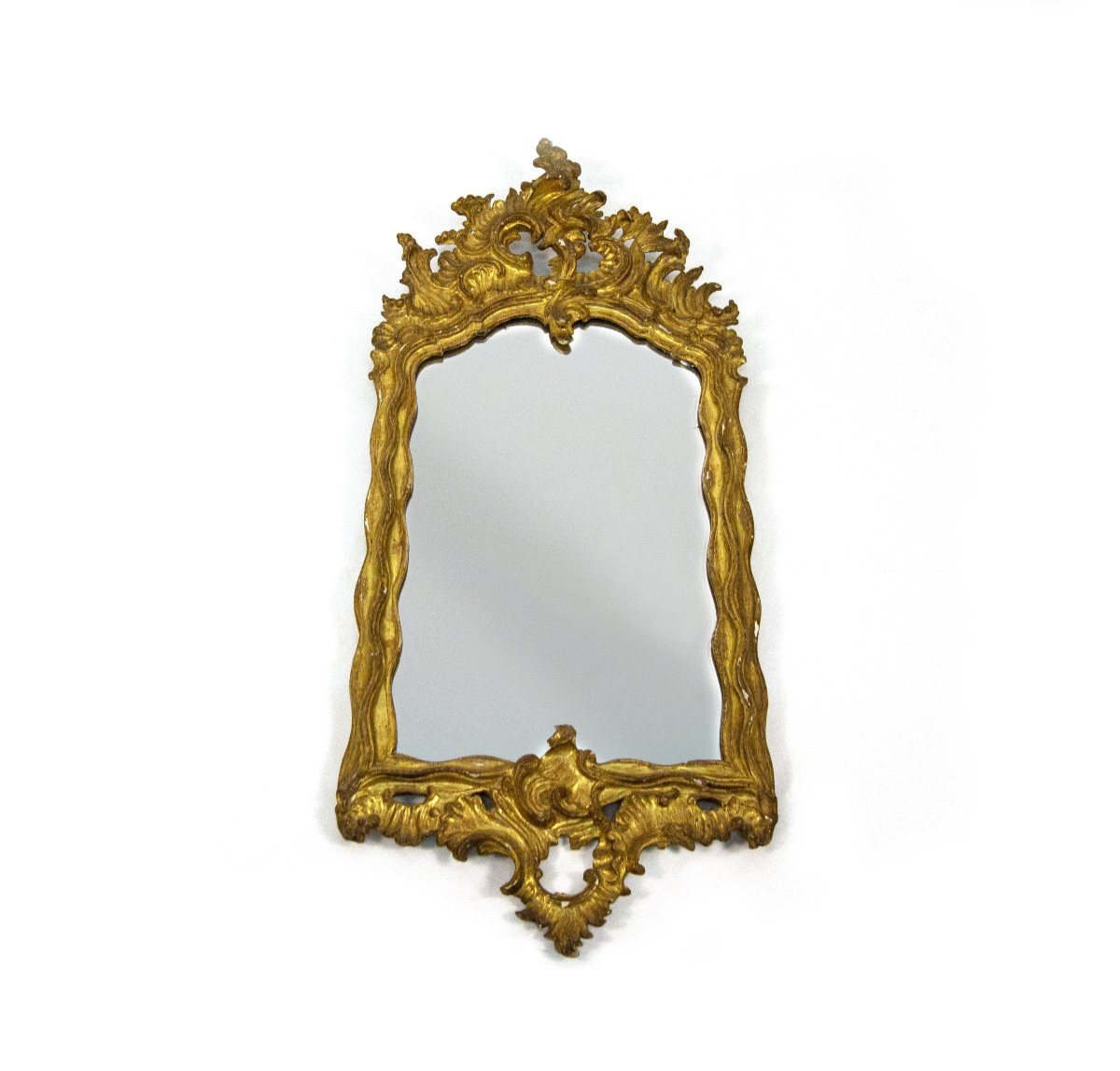 Piccola specchiera in legno intagliato, scolpito e dorato, XVIII secolo-photo-4