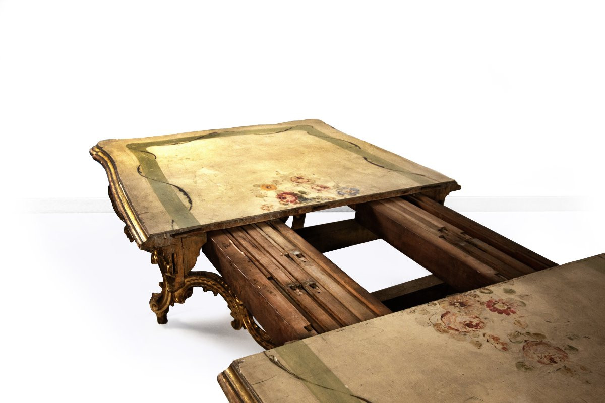 Tavolo in legno scolpito, dorato e laccato , Lombardia XIX secolo,-photo-7