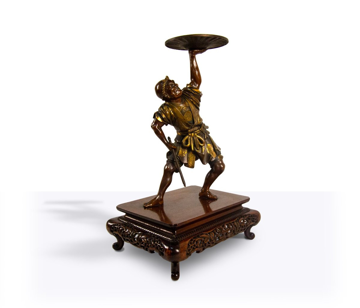 Scultura in bronzo brunito e dorato, Giappone, fine XIX secolo-photo-2