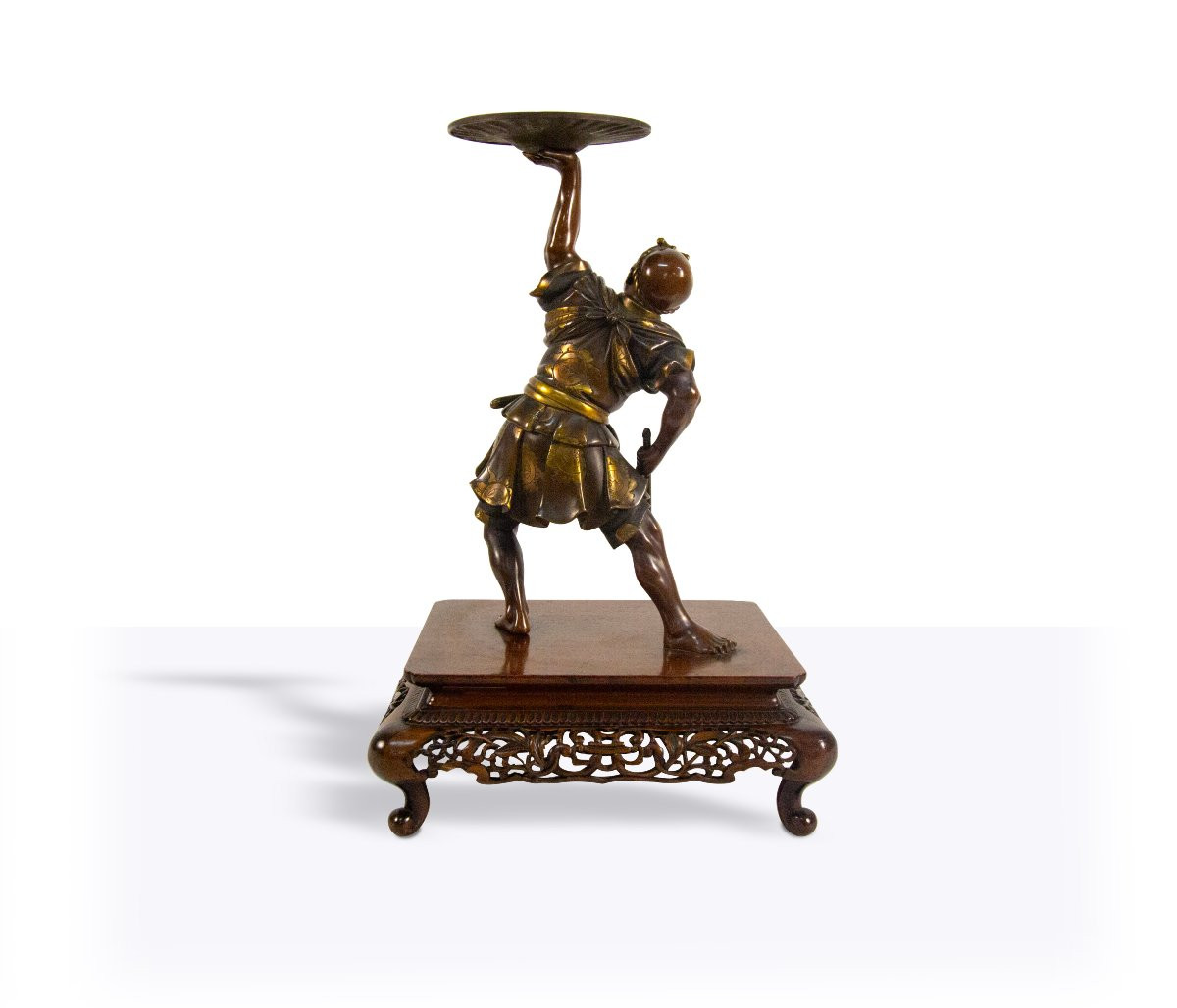 Scultura in bronzo brunito e dorato, Giappone, fine XIX secolo-photo-3