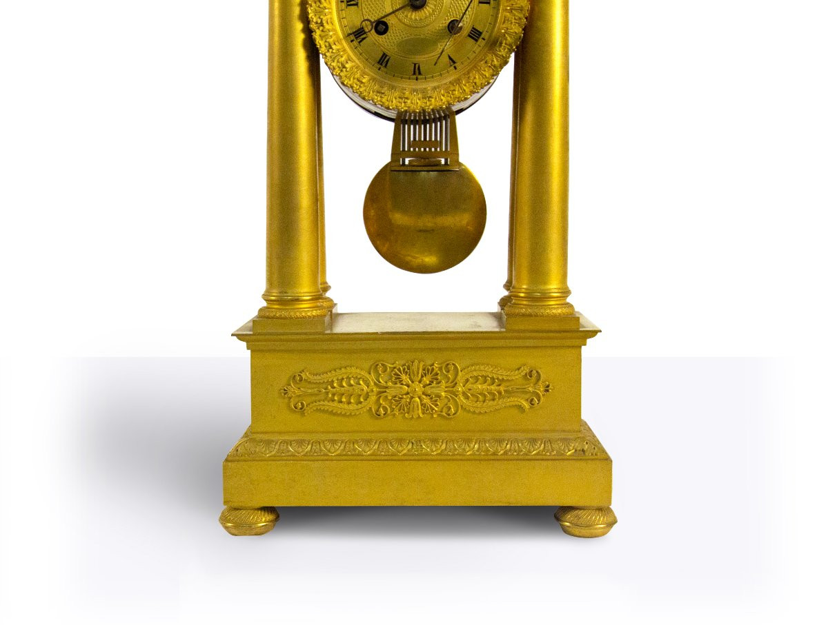 Orologio a portico in bronzo dorato, Francia, prima metà del XIX secolo-photo-3